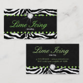 ジュエリーの名刺のシマウマのライムはダイヤモンドに点を打ちます 名刺 (正面/裏面)