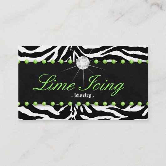 ジュエリーの名刺のシマウマのライムはダイヤモンドに点を打ちます 名刺 (正面)