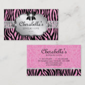 ジュエリーの名刺のシマウマの弓ハート 名刺 (正面/裏面)