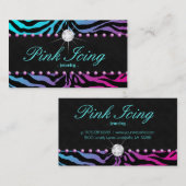 ジュエリーの名刺のシマウマの紫色の点の青いピンク 名刺 (正面/裏面)
