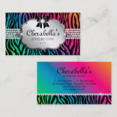 ジュエリーの名刺のシマウマの虹の弓ハート 名刺 (正面/裏面)