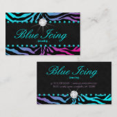 ジュエリーの名刺のシマウマの青い点の青いピンク 名刺 (正面/裏面)