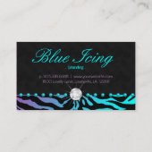 ジュエリーの名刺のシマウマの青い点の青いピンク 名刺 (裏面)