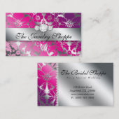 ジュエリーの名刺のダマスク織の花の銀PP 名刺 (正面/裏面)