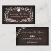 ジュエリーの名刺のピンクのブラウンの花フレーム2 名刺 (正面/裏面)