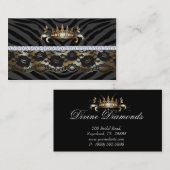 ジュエリーの名刺のファッションのシマウマの金ゴールドの王冠 名刺 (正面/裏面)