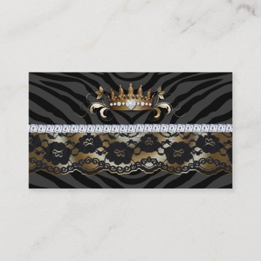 ジュエリーの名刺のファッションのシマウマの金ゴールドの王冠 名刺 (正面)