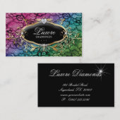 ジュエリーの名刺のレースのピンクの青のハート 名刺 (正面/裏面)