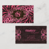 ジュエリーの名刺の動物のシマウマのヒョウのピンク 名刺 (正面/裏面)