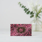 ジュエリーの名刺の動物のシマウマのヒョウのピンク 名刺 (スタンド正面)