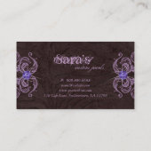 ジュエリーの名刺の動物のシマウマのヒョウの紫色 名刺 (裏面)