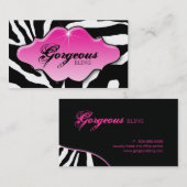 ジュエリーの名刺の動物のシマウマの輝きのピンク 名刺 (正面/裏面)