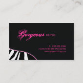 ジュエリーの名刺の動物のシマウマの輝きのピンク 名刺 (裏面)