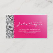 ジュエリーの名刺の女性のヒョウのピンクの銀 名刺 (裏面)