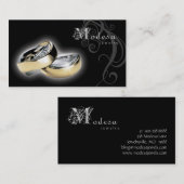 ジュエリーの名刺の婚約指輪の黒 名刺 (正面/裏面)
