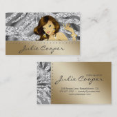 ジュエリーの名刺の日焼けの女性のシマウマの銀G 名刺 (正面/裏面)