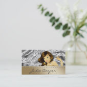 ジュエリーの名刺の日焼けの女性のシマウマの銀G 名刺 (スタンド正面)