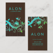 ジュエリーの名刺の花のメーキャップアーティスト青いT 名刺 (正面/裏面)