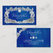 ジュエリーの名刺の花の青い銀製のダイヤモンド 名刺 (正面/裏面)