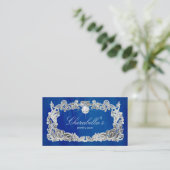 ジュエリーの名刺の花の青い銀製のダイヤモンド 名刺 (スタンド正面)