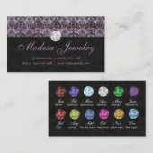 ジュエリーの名刺のBirthstonesのダマスク織の紫色 名刺 (正面/裏面)