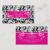 ジュエリーの名刺は黒いピンクの金ゴールド渦巻きます 名刺 (正面/裏面)