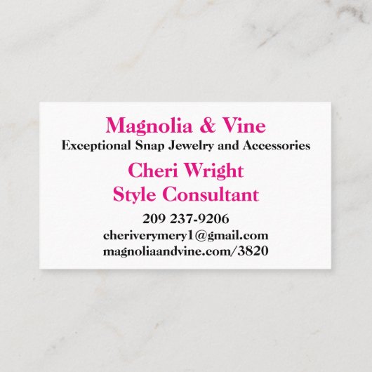 ジュエリーの名刺 名刺 (裏面)