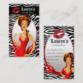 ジュエリーの女性の赤いシマウマの唇の黒 名刺 (正面/裏面)