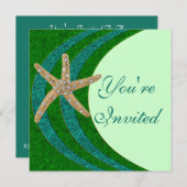 ジュエリーの星型の魚のパーティー招待状 招待状 (正面/裏面)