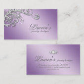 ジュエリーの渦巻の名刺のグリッターのダイヤモンドの紫色 名刺 (正面/裏面)