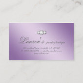 ジュエリーの渦巻の名刺のグリッターのダイヤモンドの紫色 名刺 (裏面)
