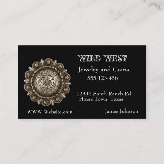 ジュエリーのConchoの西部のプリント 名刺 (正面)