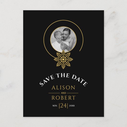 ジュエリーインスパイアフレームとイニシャル日付の保存 ポストカード (正面)