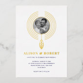 ジュエリーインスパイアフレームとフォトホワ結婚イト 箔招待状 (正面)