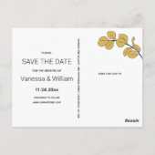 ジュエリーインスパイアフレームと葉の日付の保存 ポストカード (裏面)