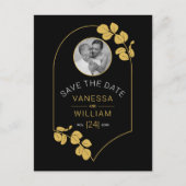 ジュエリーインスパイアフレームと葉の日付の保存 ポストカード (正面)