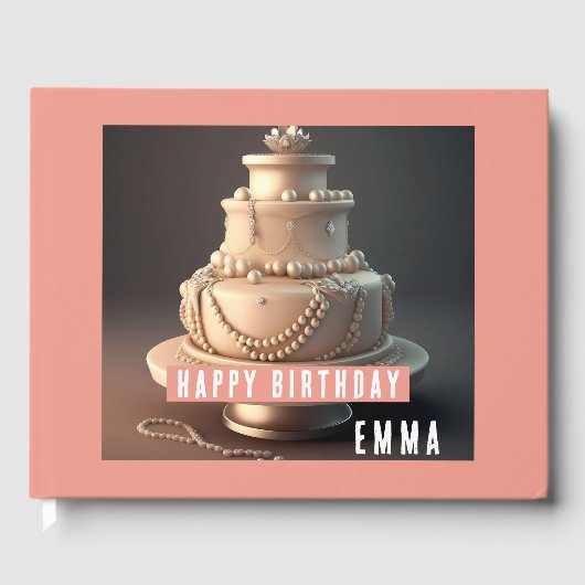 ジュエリーエレガントをテーマにした誕生日ゲストブック ゲストブック (正面)