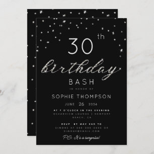 ジュエリーエレガントシックなスパークルグリッターバースデーパーティー 招待状