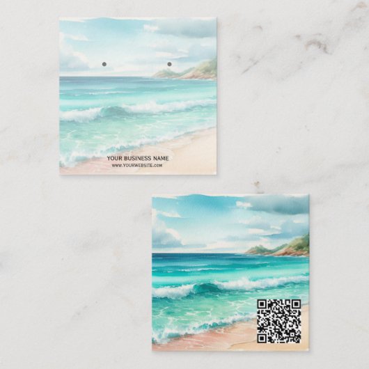 ジュエリーカスタムイヤリング表示カード スクエア名刺 (正面/裏面)