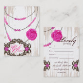 ジュエリーギフトカードバラネックレスダイヤモンドピンクブロウ 割引カード (正面/裏面)