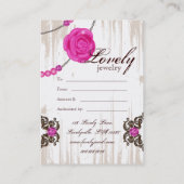 ジュエリーギフトカードバラネックレスダイヤモンドピンクブロウ 割引カード (裏面)