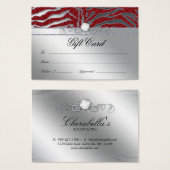 ジュエリーギフトカードラグジュアリーゼブラレッドシルバースパークル (正面&裏面)