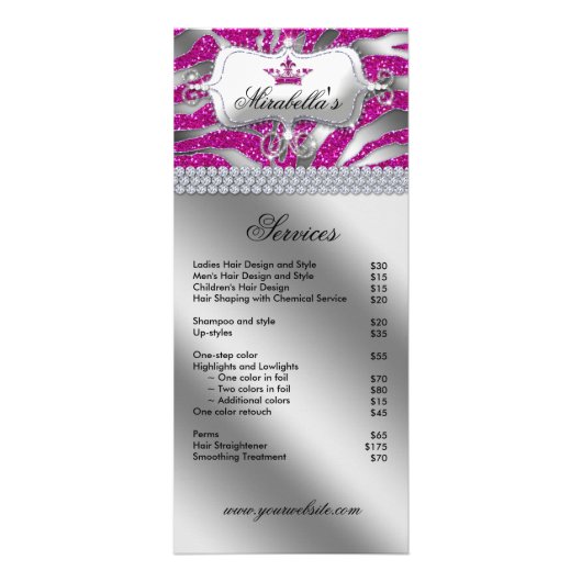 ジュエリークラウンラックカードゼブララグジュアリースパークルピンク ラックカード (正面)