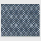 ジュエリークローバーアールデコブルーネイビーシルバー ラッピングペーパー (フラット)