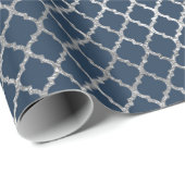 ジュエリークローバーアールデコブルーネイビーシルバー ラッピングペーパー (ロールコーナー)