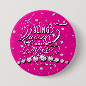 ジュエリーグリッターきらきら光るクイーンピンク 缶バッジ (正面)