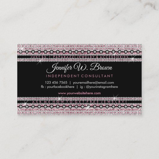 ジュエリーグリッターピンク 名刺 (裏面)