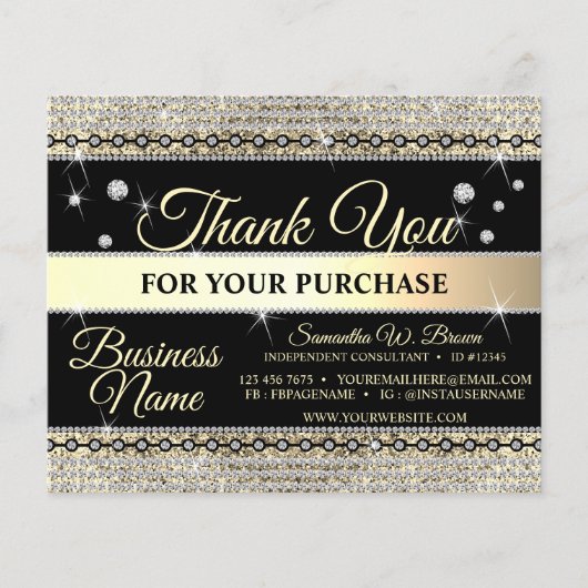 ジュエリーグリッター金ゴールドダイアモンドサンキューフォーオーダー (正面)