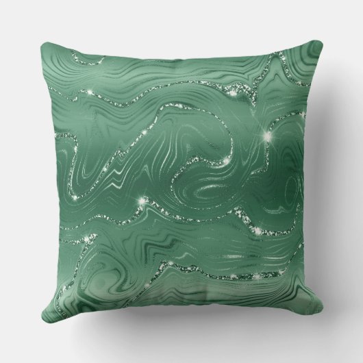 ジュエリーグリーンエメラルドグリタリーきらびやかな クッション (裏面)