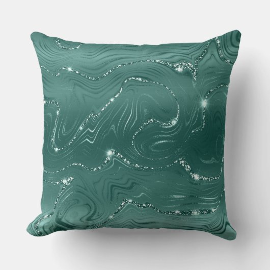 ジュエリーグリーンエメラルドグリタリーきらびやかな クッション (正面)
